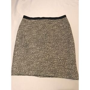 NWT Ann Taylor LOFT Black White Tweed Lined Pencil Skirt Cotton Blend Sz 12